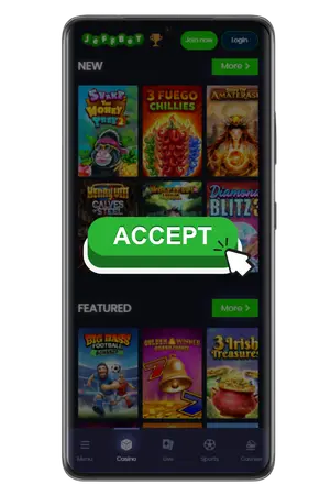 JeffBet phone number verification screen with code input