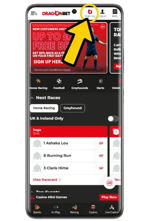 DragonBet homepage sign up