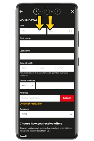 DragonBet personal details form